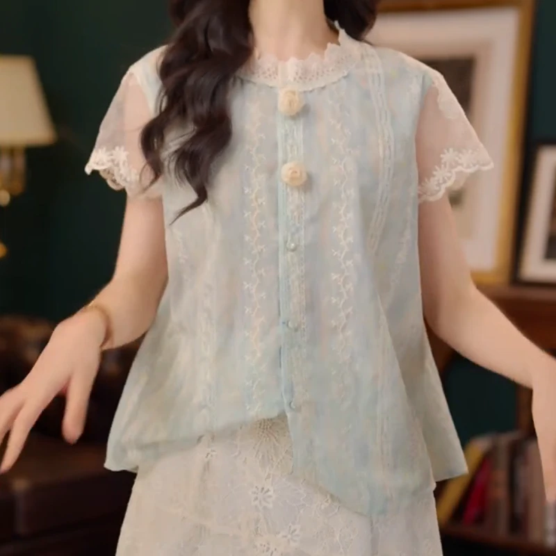 【元气海盐】新款夏季温柔休闲百搭短袖衬衫女休闲上衣LK2505000