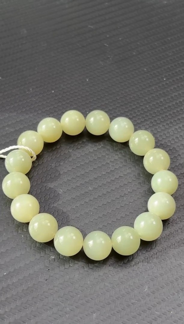 未镶嵌手串和田玉且末近矿微色差卡12圆珠手串