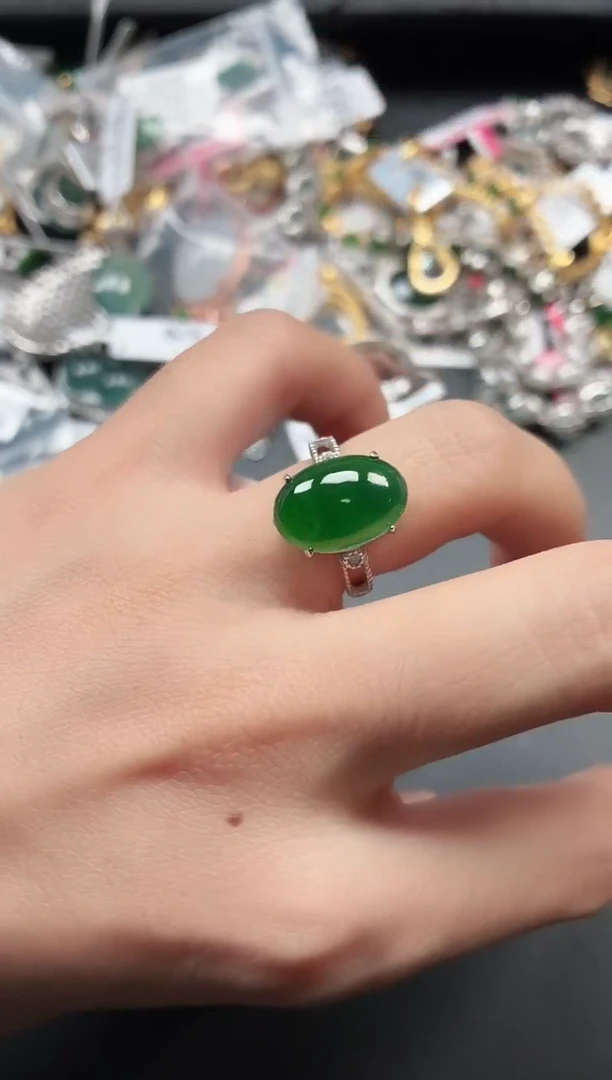 银S925镶嵌戒指翡翠11