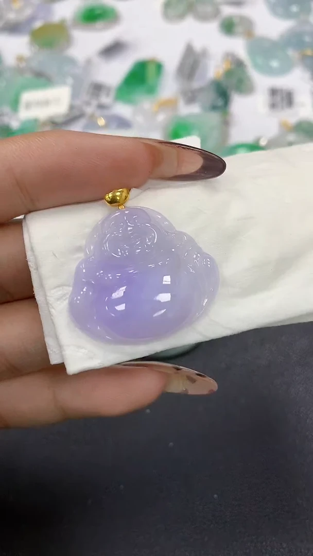 颈饰18K金镶嵌翡翠a货假一赔三支持复检百元上9元证书费自理