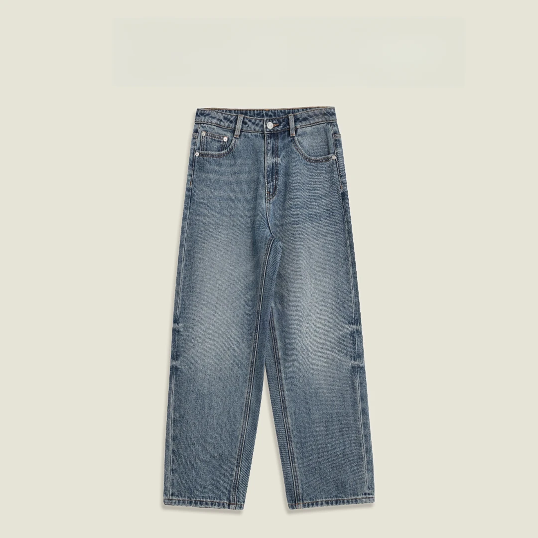 秋冬新款时尚高街直筒裤显瘦阔腿裤牛仔裤女装OK0806