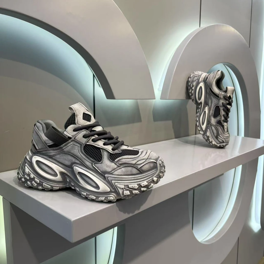 FL-2025爆款新品广州网面厚底时尚休闲男士复古风老爹鞋