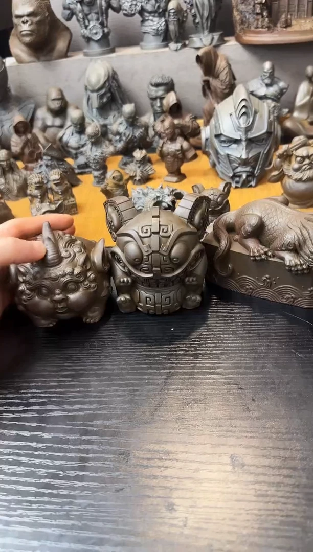 铁姜*人实心铁艺摆件~~大貔貅，大吞金，避水兽（锈色）