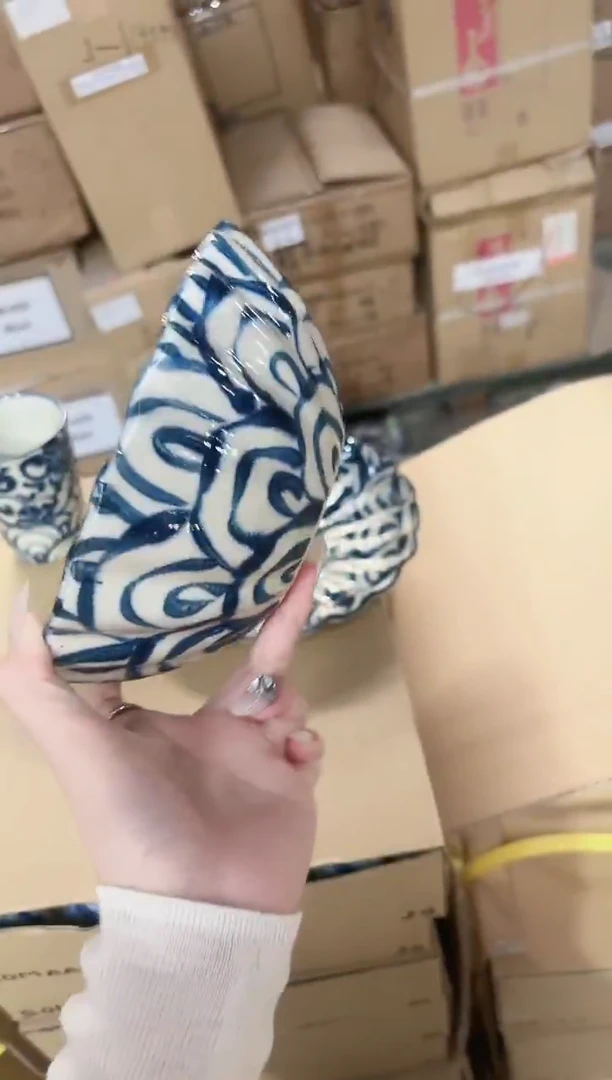 陶瓷【单支】日本进口宗山家陶瓷花边煮物钵18cm