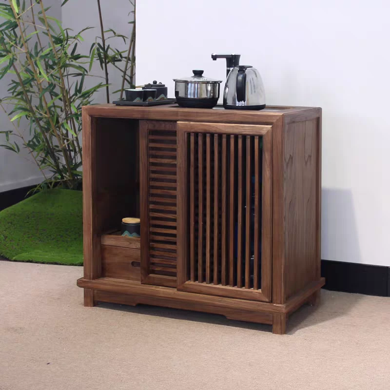 新中式多功能简约艺术茶边柜推拉1个储物柜置物柜茶水柜