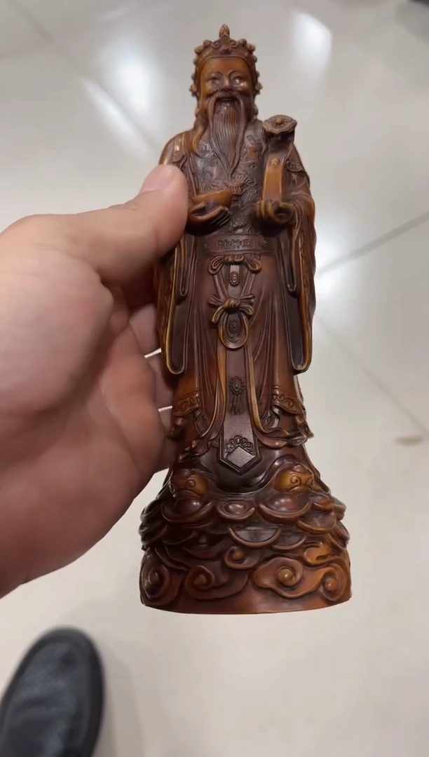 木黄杨财神像摆件