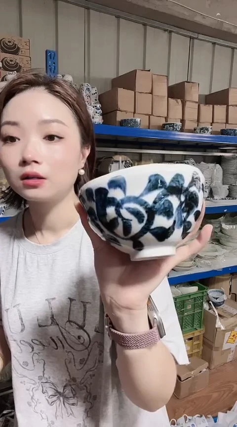 瓷片全新高端瓷器唐草12CM碗一只C485