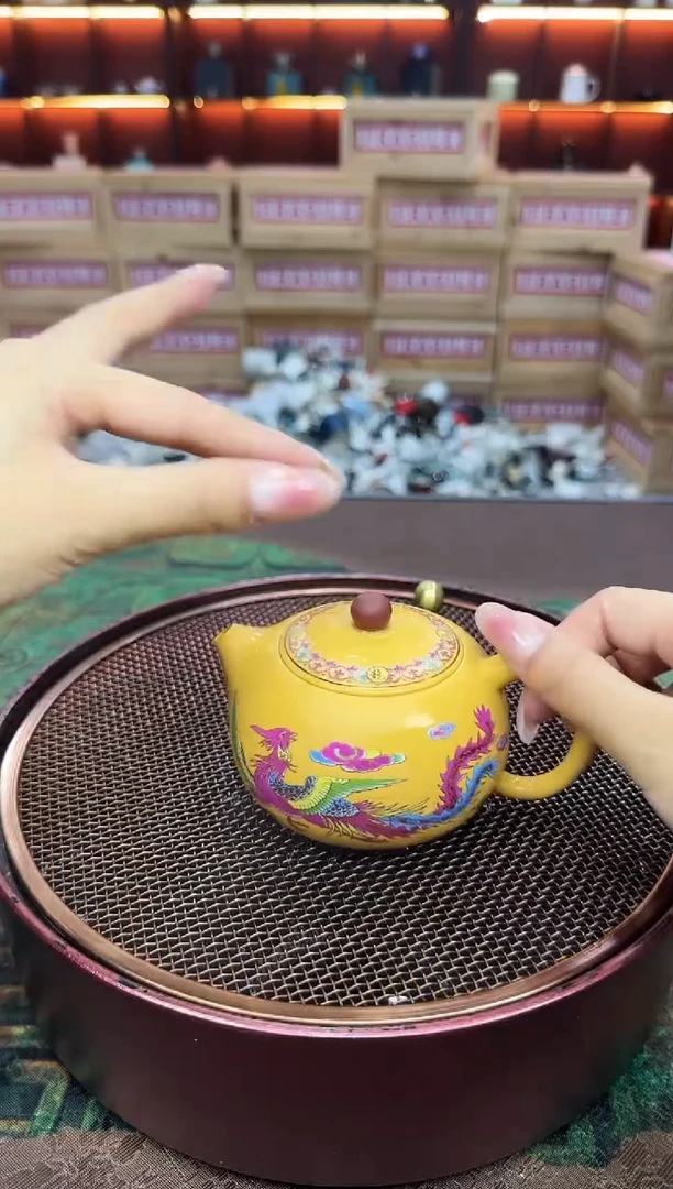 龙凤变色紫砂一壶四杯+茶盘-轻奢实木龙