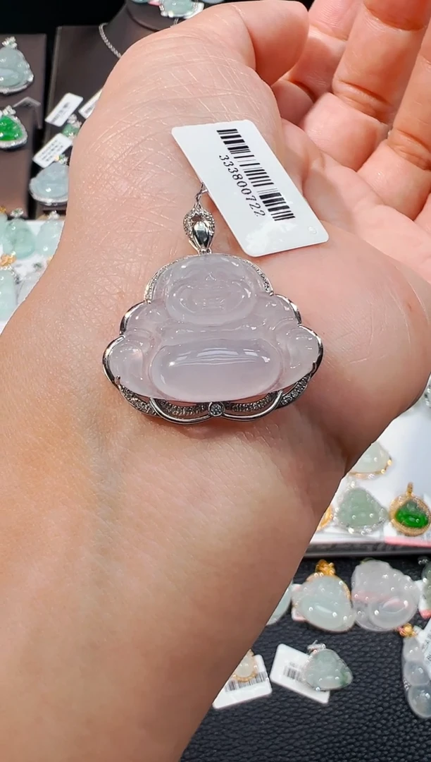 吊坠(不含链)18K金镶嵌翡翠佛公吊坠722