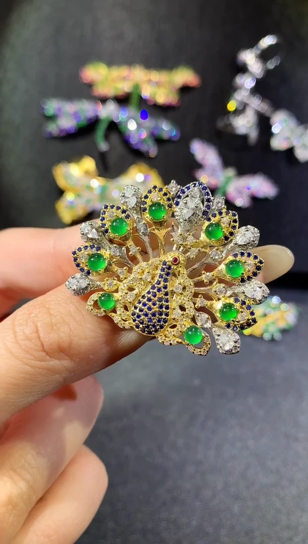 【闪购商品】翡翠挂件银S925镶嵌155-胸针