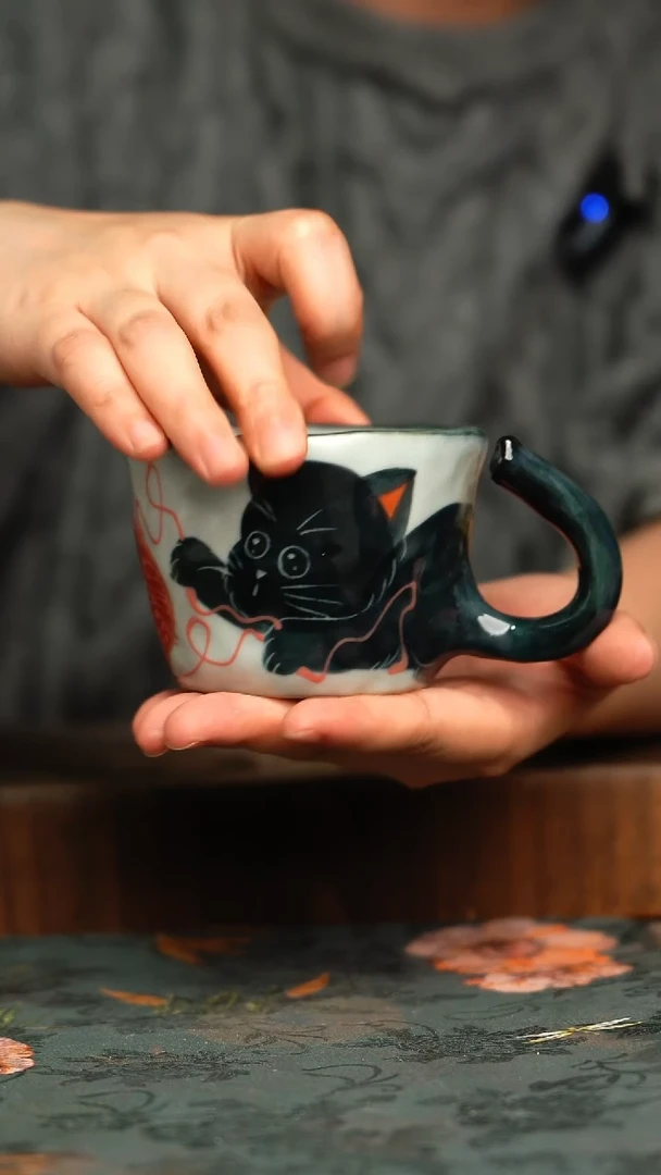 杯釉下彩手工手绘同款陶器