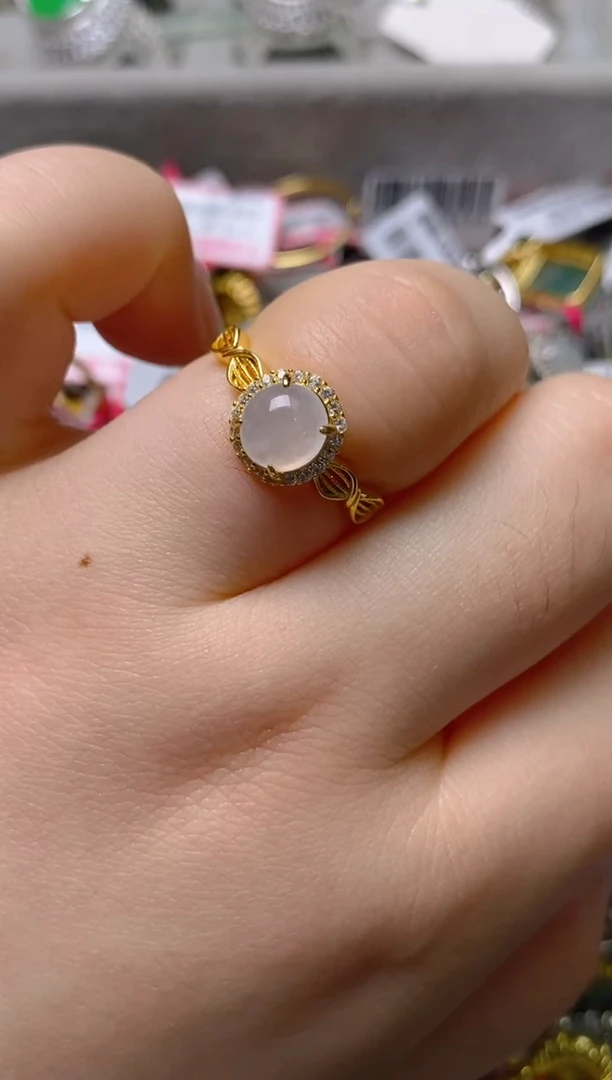 银S925镶嵌戒指翡翠白内无证书