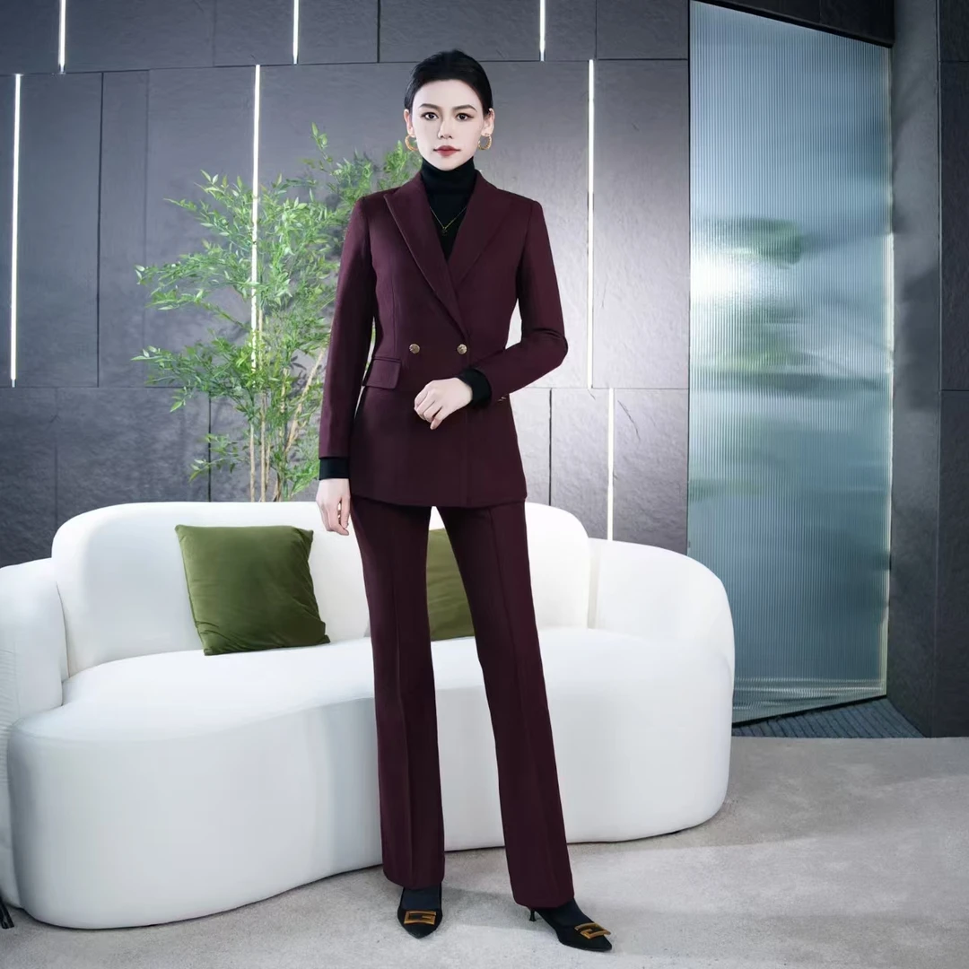 Falaibang/法莱邦157红蓝微喇裤西装套装