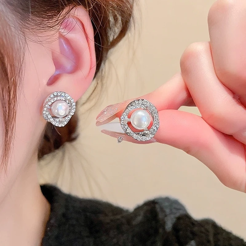 黄铜仿珍珠耳饰 耳环女耳饰ins耳钉复古简约小众个性设计感优雅