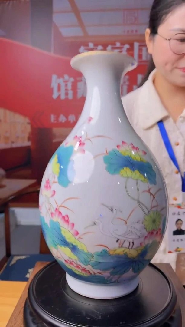 【官家国窑】粉彩一路连升瓶
