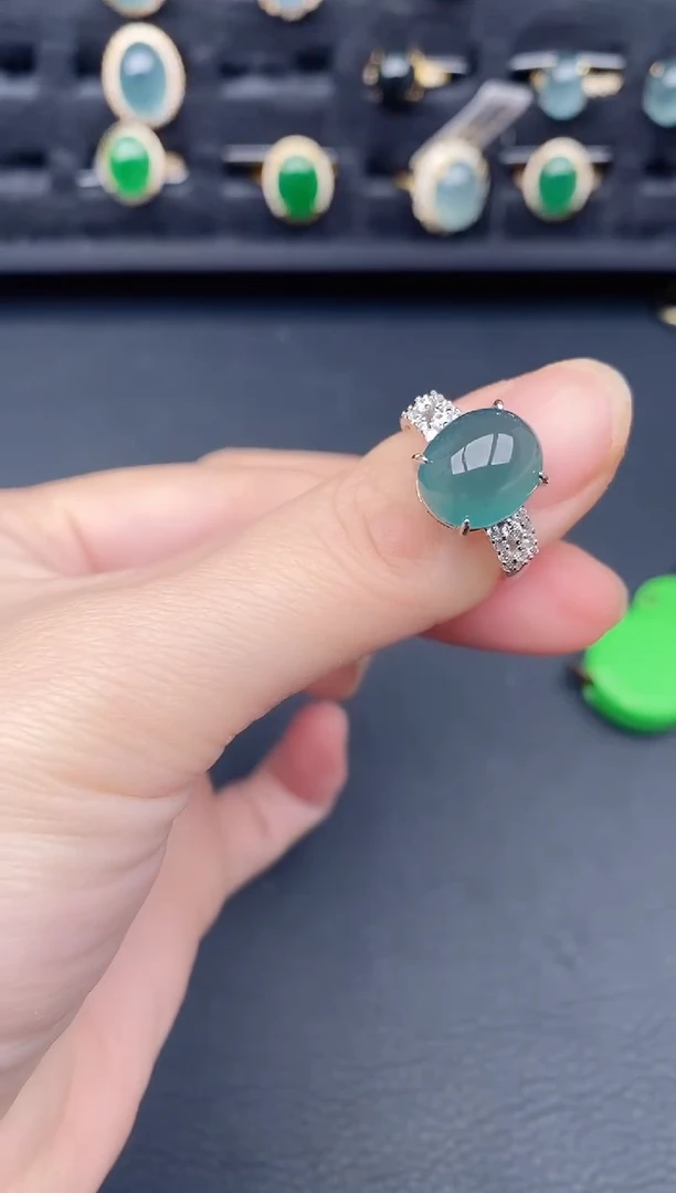 银S925镶嵌戒指翡翠天然a货翡翠313