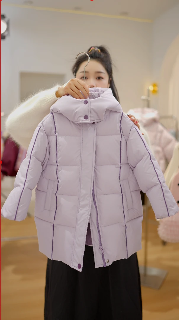 OAOH冬季女中大童棉服儿童卡通可爱洋气拼色棉袄夹棉棉衣W8856