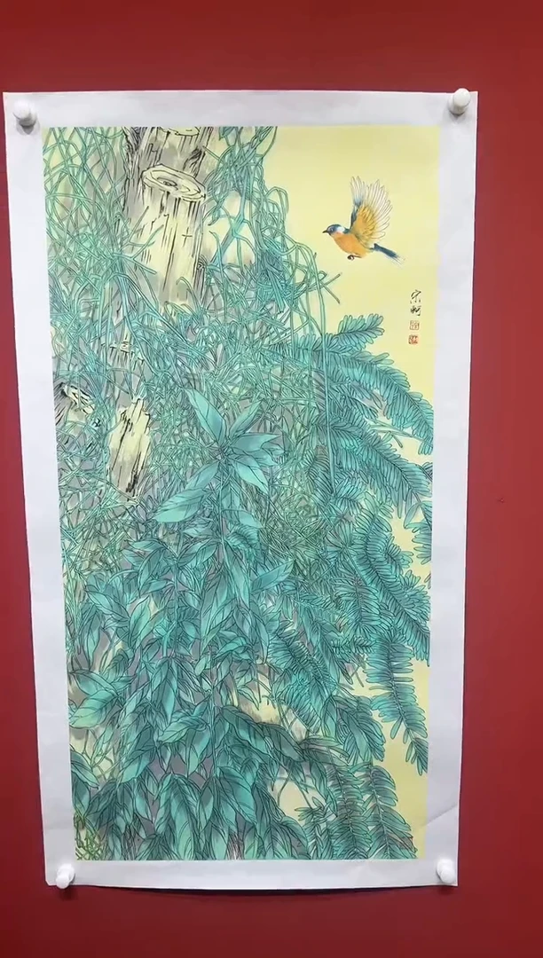 国画宋轲-8平尺-国画-金-证