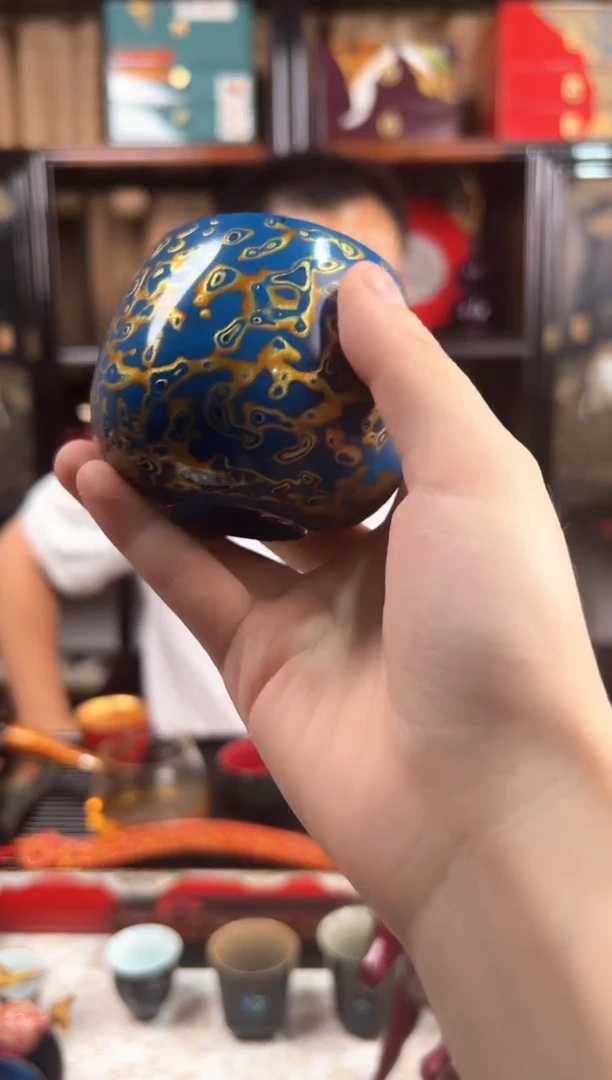 非遗太古大漆蓝金紫砂主人杯