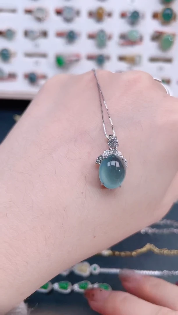 颈饰银S925镶嵌翡翠天然翡翠