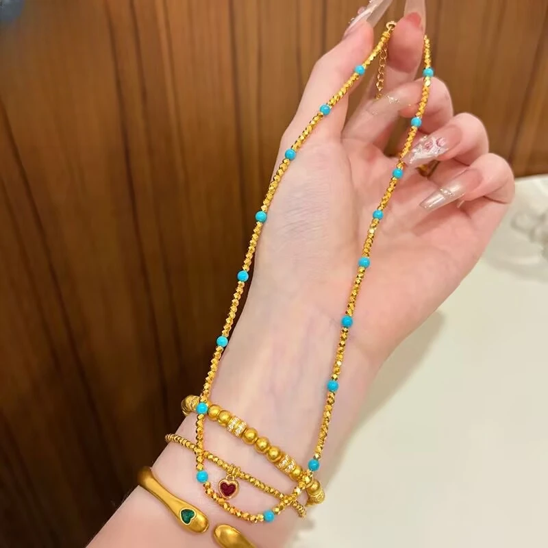 铜合金项链 新中式超闪蹦迪珠项链转运珠串珠叠戴精致女送礼物