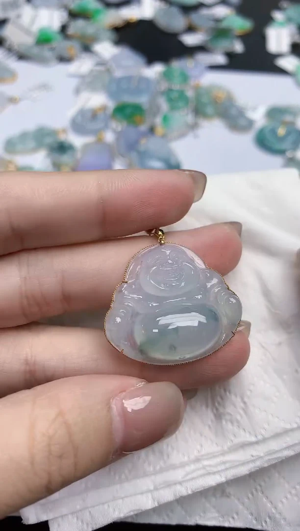 【闪购商品】翡翠颈饰18K金镶嵌天然缅甸翡翠A货