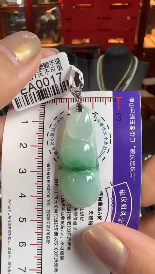 翡翠18K金镶嵌颈饰EA0017富贵豆