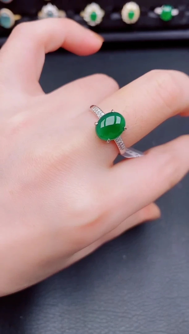 【闪购商品】翡翠戒指银S925镶嵌天然a货翡翠170