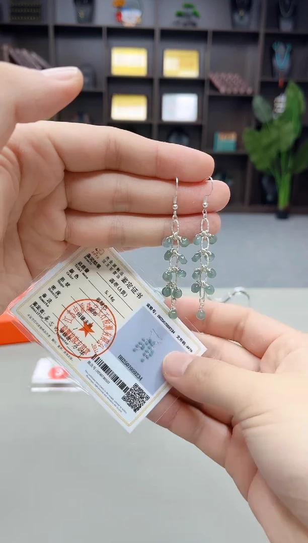 银S925镶嵌翡翠耳饰911000