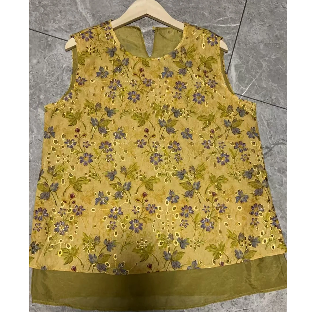 休闲风时尚提花中式背心中国风上衣夏款