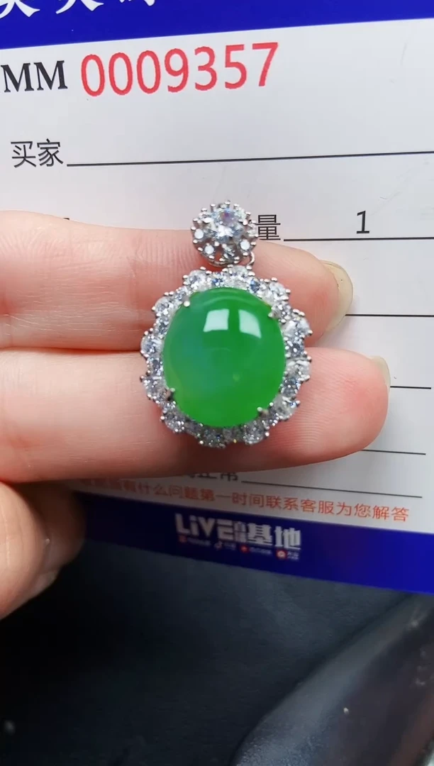 翡翠银S925镶嵌颈饰9357