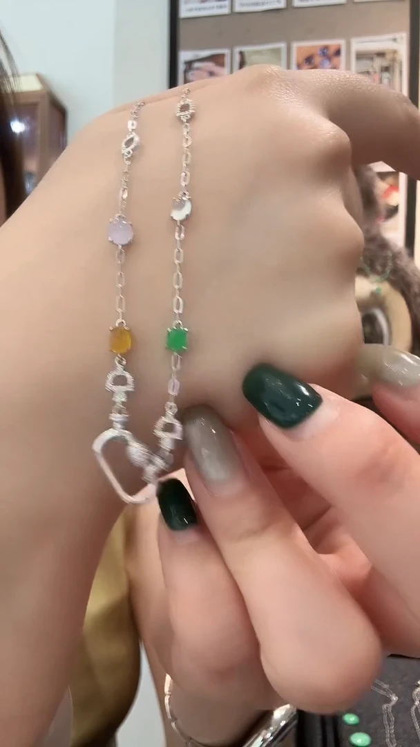 翡翠18K金镶嵌套链万能套链