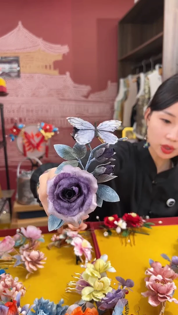 【闪购商品】刺绣非遗绒花（发饰）