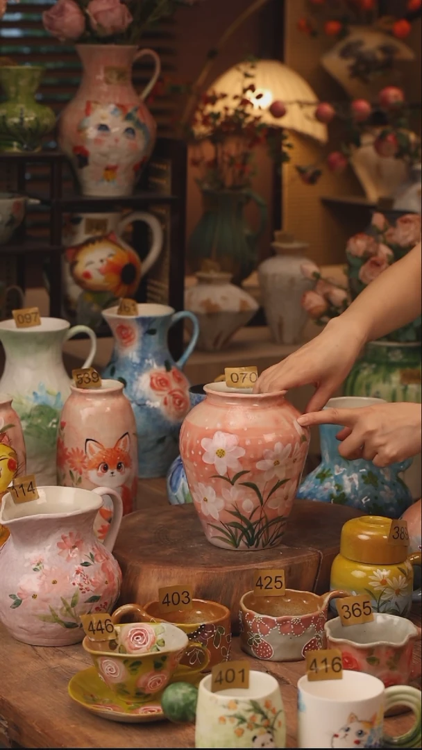 陶瓷070景德镇设计师手作花器摆件侘寂风