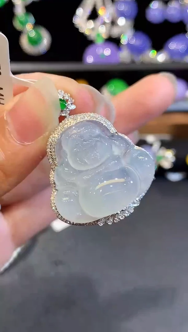 翡翠18K金镶嵌吊坠(不含链)WHX多样性发其一