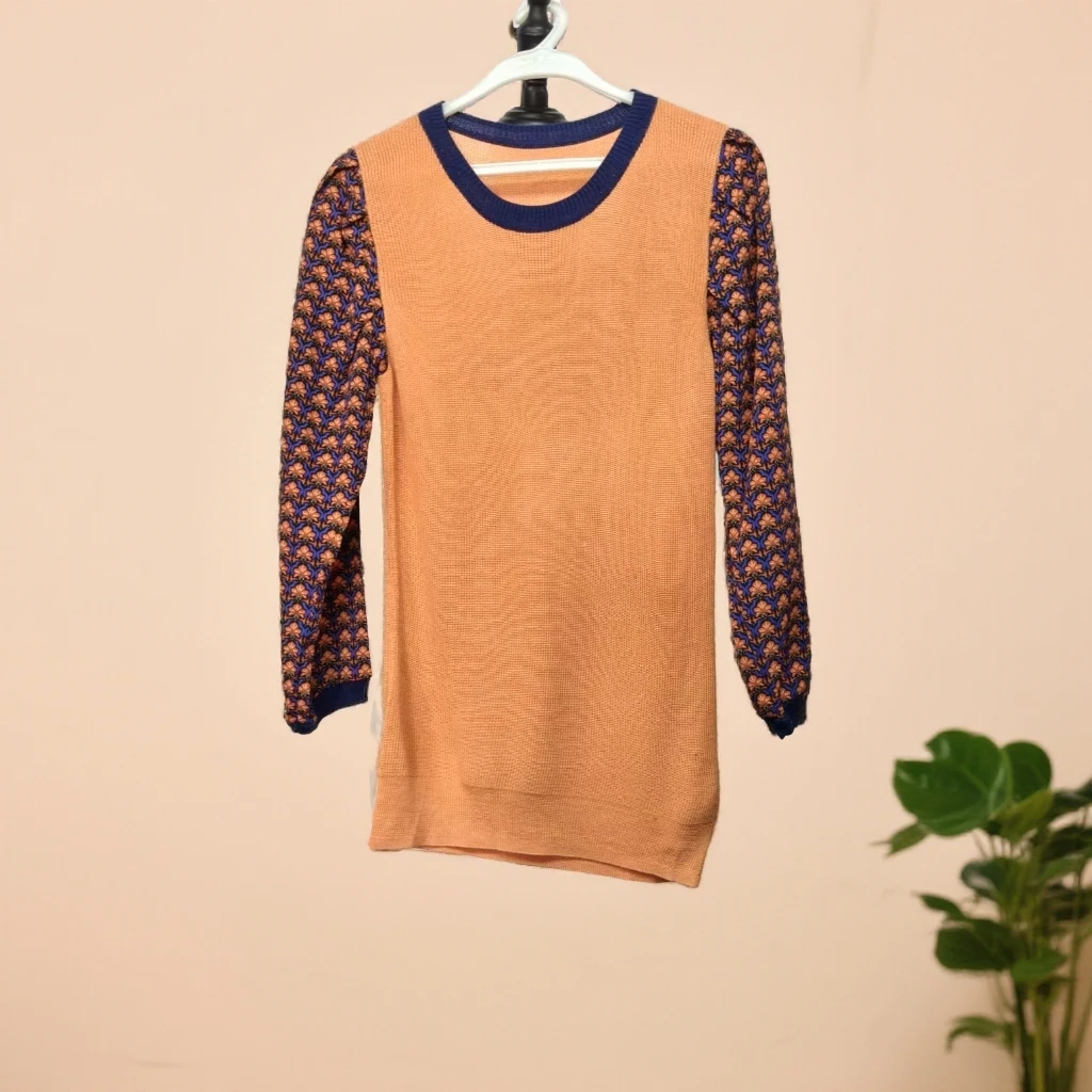 秋冬圆领休闲拼接上衣W606