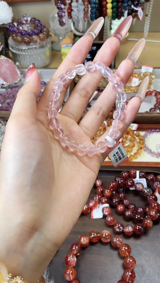 【闪购商品】水晶手串未镶嵌粉水晶糖豆8mm