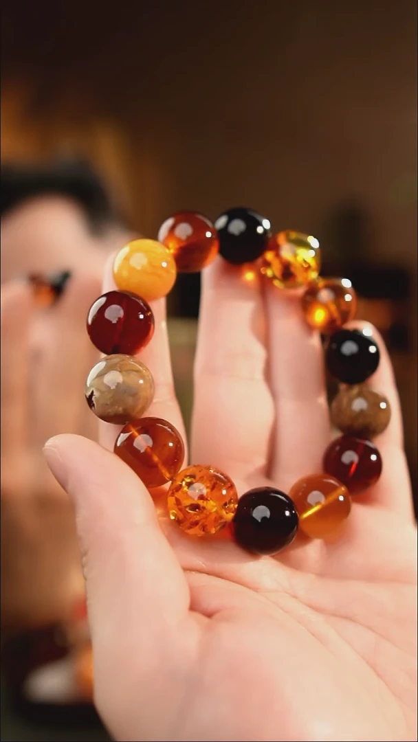 琥珀颈饰未镶嵌15+多宝手串