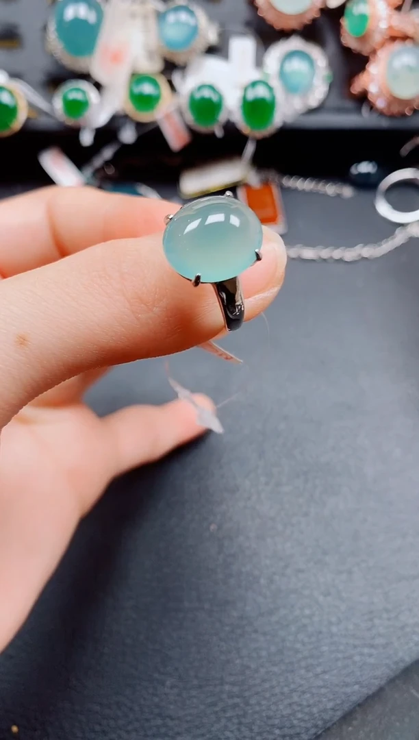 银S925镶嵌戒指翡翠翡翠