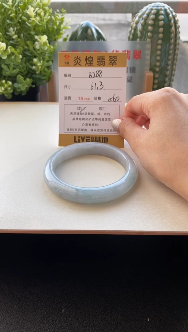 未镶嵌手镯翡翠圈口61.3编码B288