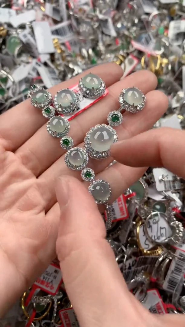 银S925镶嵌戒指翡翠444   9