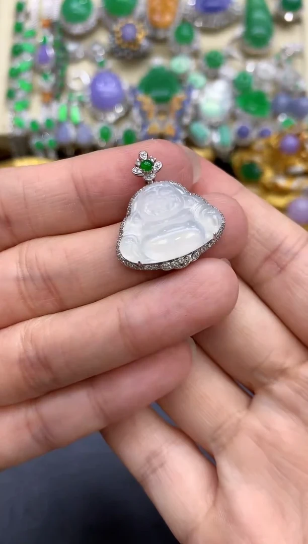 颈饰18K金镶嵌翡翠486-中国好珍宝