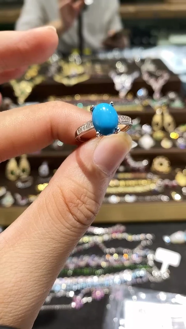 【闪购商品】蓝宝石戒指银S925镀金镶嵌蓝松