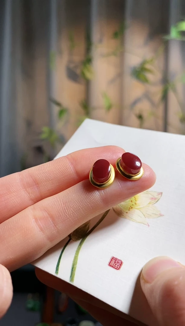 【闪购商品】南红玛瑙耳饰18K金镶嵌，南红车厘子耳饰