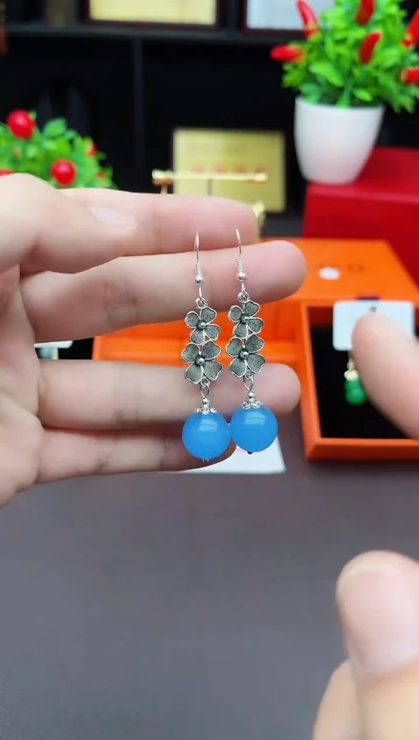 【闪购商品】玛瑙/玉髓耳钉银S925镶嵌712000