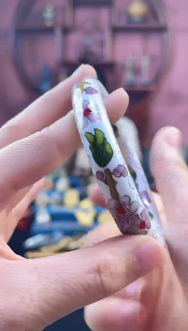 非遗景泰蓝 公主镯 粗 白色 60