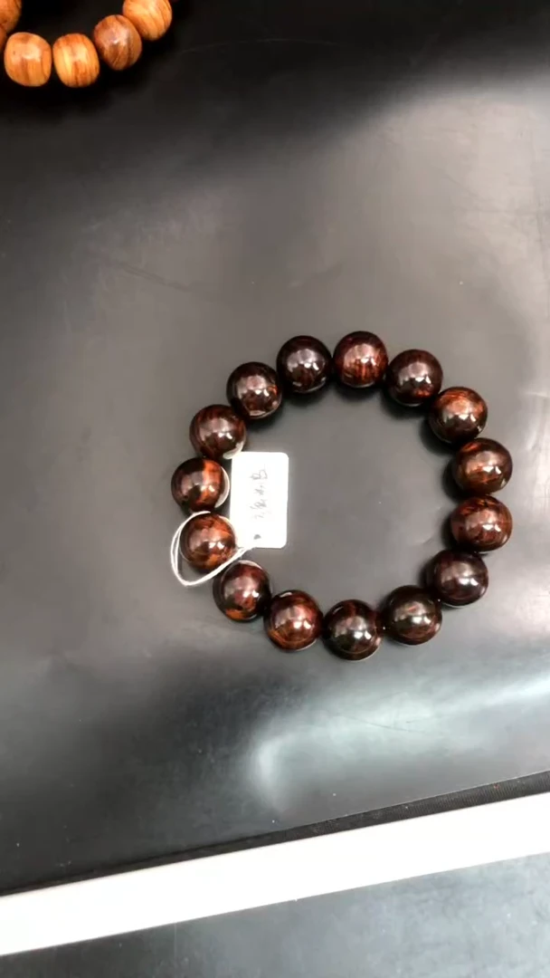 手串/手链黄花梨/降香黄檀宁***爷海黄紫油梨1.5老料多彩水波精串