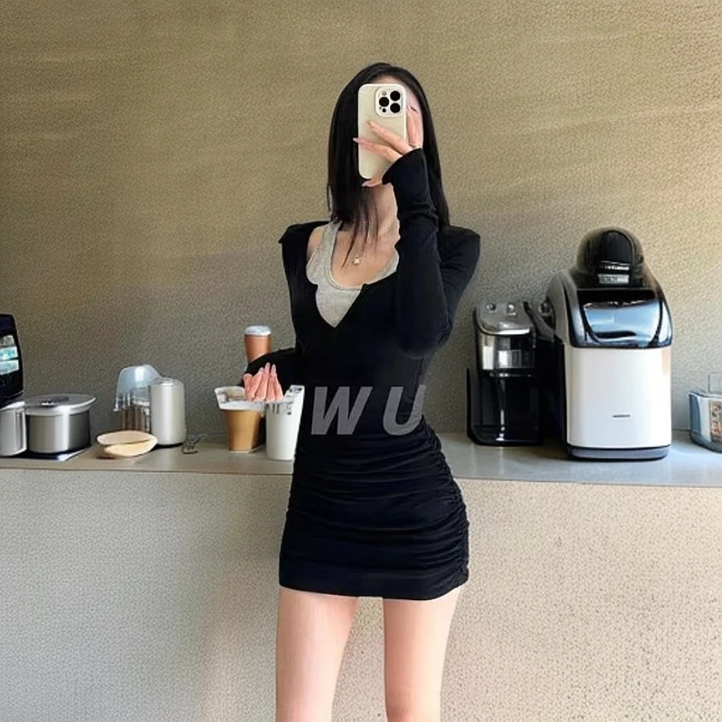 小宝家甜美修身假两件胖妹妹连衣半身裙（柿）