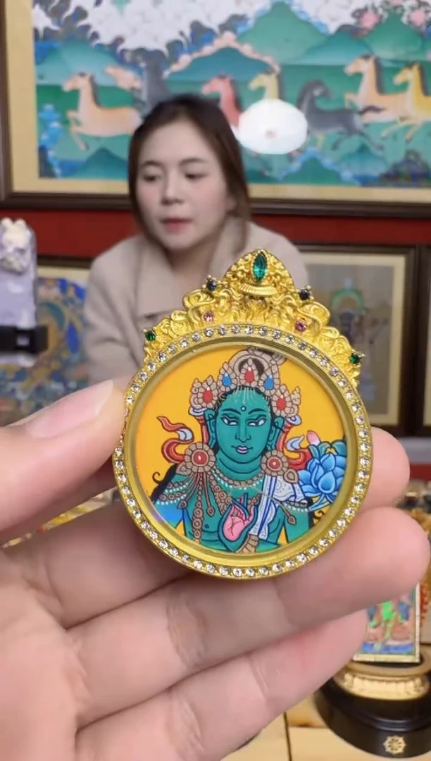 吊坠绿妈妈-热贡纯手绘-安安