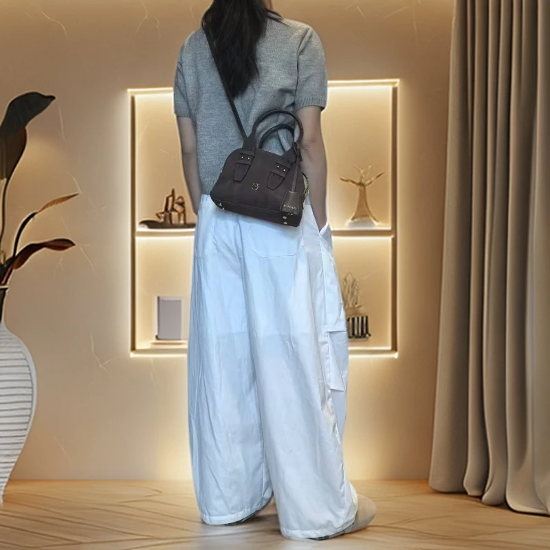 棕色工装贝壳手提包斜挎包/PK/e9253